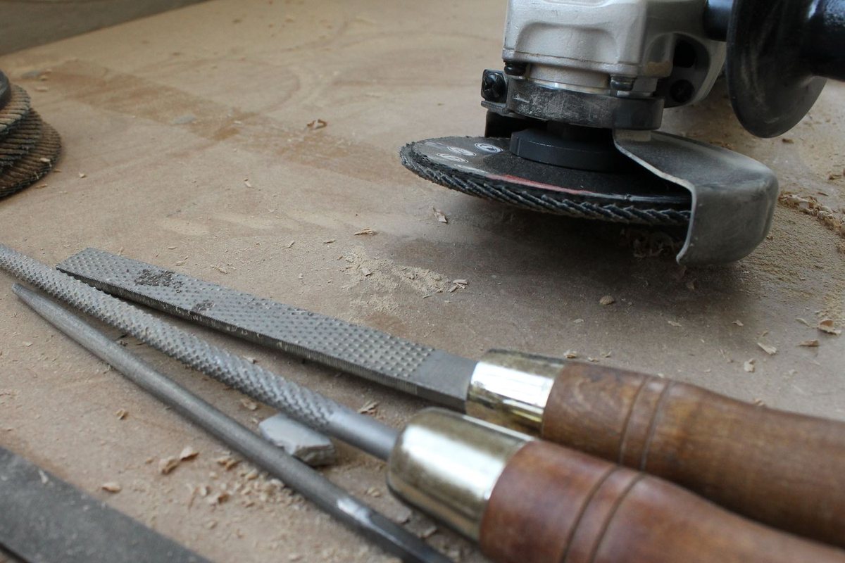 Tools and work in progress on the bench